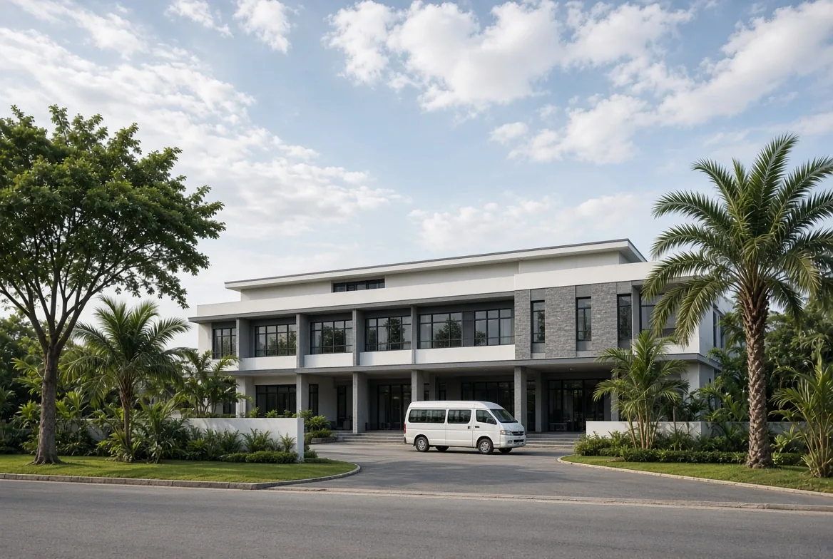 Modern corporate facility surrounded by green landscape in Jhapa